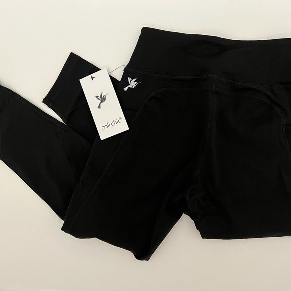 Cali Chic Women Yoga Pants Celebrity Brushed Nylon Soft High Waist Tummy Control - Picture 3 of 7